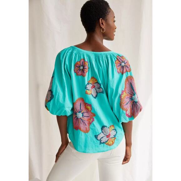 Anthropologie Maeve Embroidered Peasant Blouse, Used, Plus Size 1X - Picture 2 of 5